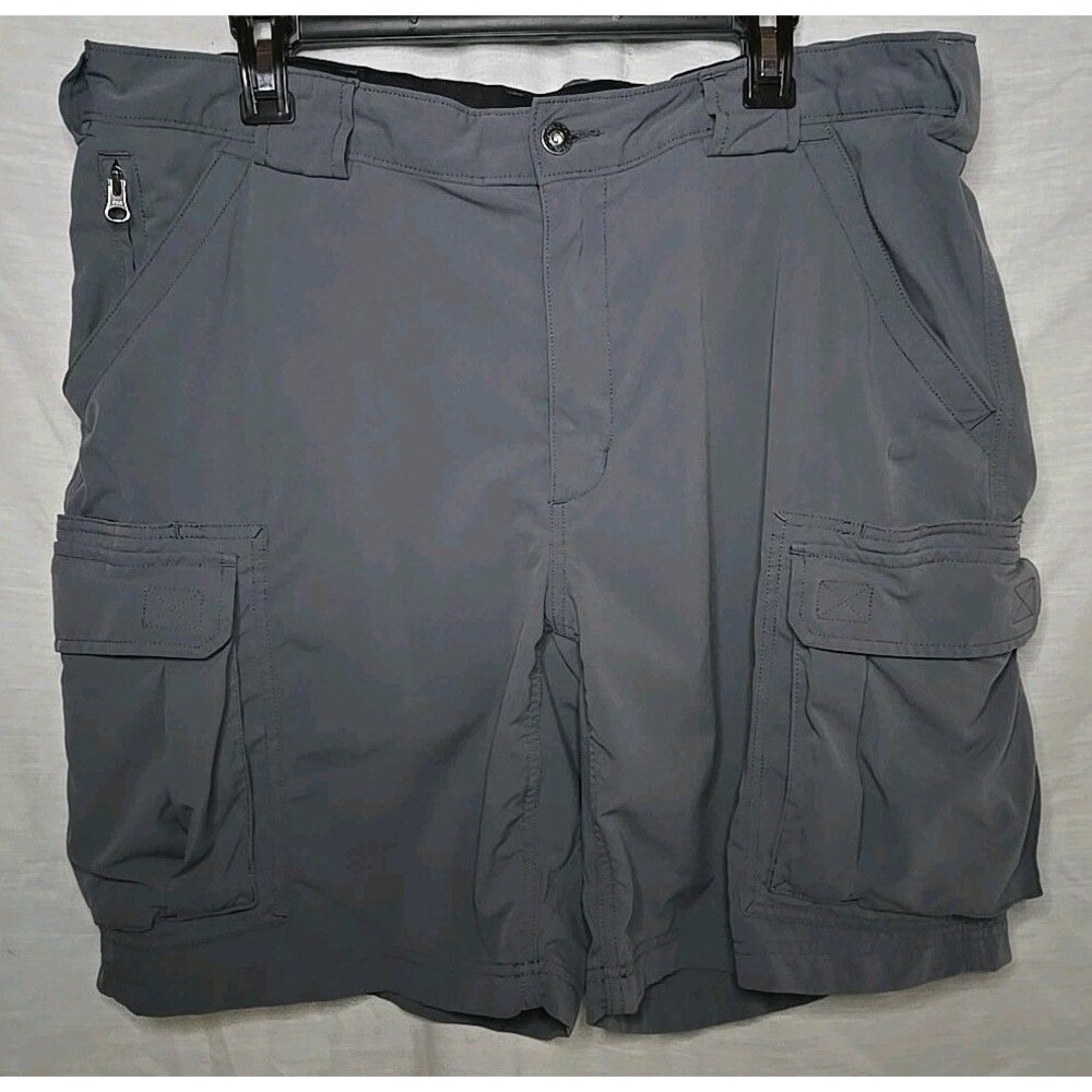 Duluth Trading Co Cargo Hiking Shorts, Sz XL, 100% Nylon Gray/Blue